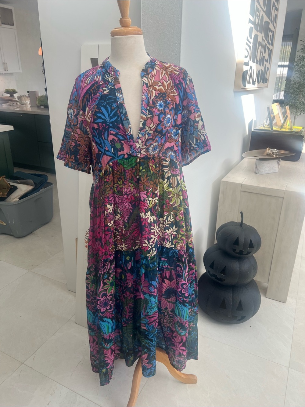 Anthropologie Multicolor Floral Tiered Maxi Dress